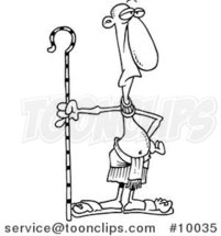 Cartoon Black and White Line Drawing of a Priest by Toonaday