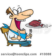 Cartoon Turkey Flying into a Guy's Mouth by Toonaday