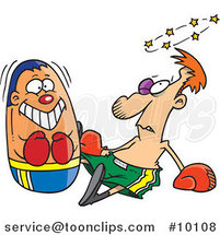 Cartoon Guy Being Beat up by a Blow up Punching Bag by Toonaday