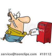 Cartoon Guy Sending off Mail by Toonaday