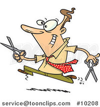 Cartoon Business Man Running with Scissors by Toonaday