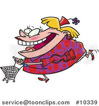 Cartoon Fat Lady Shopping by Toonaday
