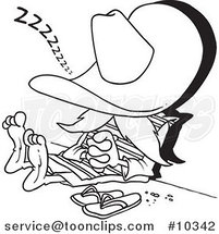 Cartoon Black and White Line Drawing of a Siesta Guy by Toonaday