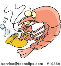 Cartoon Shrimp Playing a Saxophone by Toonaday
