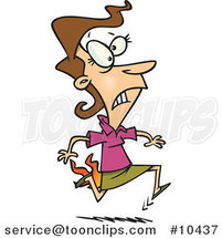 Cartoon Business Woman Running with Her Skirt on Fire by Toonaday