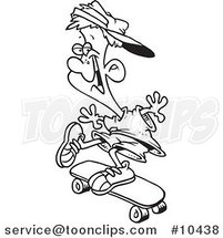 Cartoon Black and White Line Drawing of a Skater Boy by Toonaday