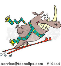 Cartoon Skiing Rhino by Toonaday