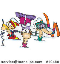 Cartoon Crashed Skiers by Toonaday