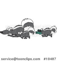 Cartoon Skunk Wearing a Mask and Following Others by Toonaday