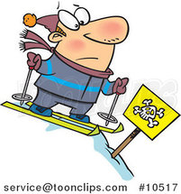 Cartoon Guy Skiing down a Dangerous Slope by Toonaday