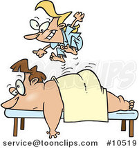 Cartoon Tiny Massage Therapist Jumping on Her Client by Toonaday