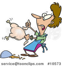 Cartoon Lady Preparing a Slippery Chicken by Toonaday