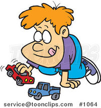 Cartoon Boy Playing with Toy Cars by Toonaday