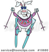 Cartoon Skiing Rabbit by Toonaday