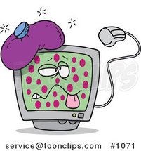 Sick Cartoon Speckled Computer with a Virus by Toonaday