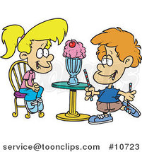 Cartoon Boy and Girl Sharing a Milkshake by Toonaday