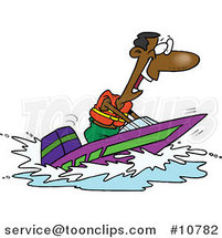 Cartoon Black Guy on a Speed Boat by Toonaday