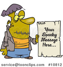 Cartoon Spooky Frankenstein Sign by Toonaday