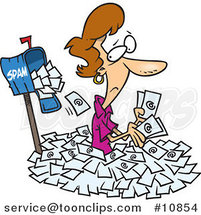 Cartoon Lady in Spam Mail by a Mailbox by Toonaday