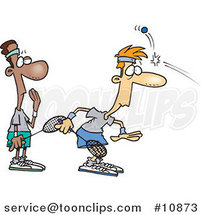 Cartoon Squash Ball Hitting a Player by Toonaday