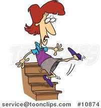 Cartoon Lady Falling down Stairs by Toonaday