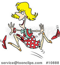 Cartoon Lady Running and Losing Her Shoes by Toonaday