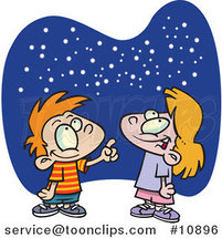 Cartoon Boy and Girl Gazing at the Stars by Toonaday