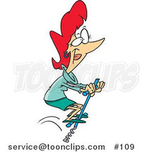 Cartoon Lady Jumping on a Pogo Stick by Toonaday