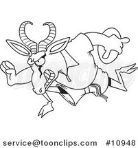 Cartoon Black and White Line Drawing of a Rugby Antelope Springbok by Toonaday