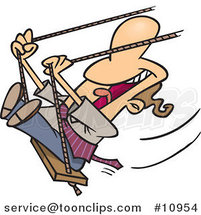 Cartoon Happy Business Man Swinging by Toonaday