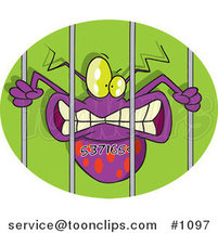 Cartoon Purple Numbered Virus Behind Bars in an Oval by Toonaday