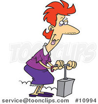 Cartoon Stressed Lady Using a Detonator by Toonaday