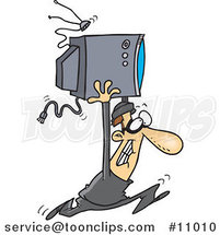 Cartoon Robber Stealing a TV by Toonaday