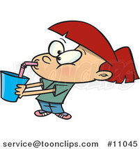 Cartoon Girl Gulping Soda by Toonaday