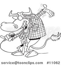 Cartoon Black and White Outline Design of a Bull Host by Toonaday