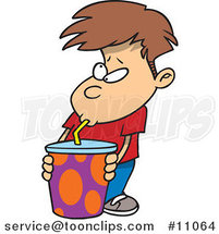 Cartoon Boy Sucking Soda Through a Straw by Toonaday