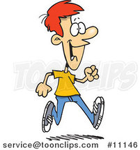 Cartoon Happy Young Guy Taking a Stroll by Toonaday