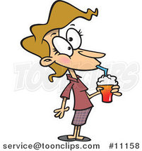 Cartoon Lady Drinking a Milkshake by Toonaday