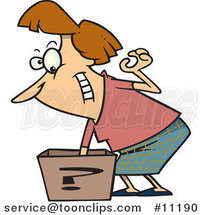 Cartoon Lady Reaching in a Surprise Box by Toonaday