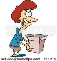 Cartoon Lady Holding a Surprise in a Box by Toonaday