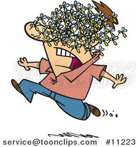 Cartoon Guy Being Attacked by a Swarm of Bees by Toonaday