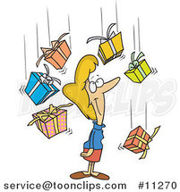 Cartoon Lady Being Showered in Gifts by Toonaday