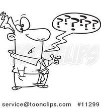 Cartoon Line Art Design of a Confused Business Man Questioning by Toonaday