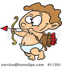 Cartoon Little Cupid Practicing with Arrows by Toonaday