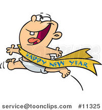 Cartoon Excited Baby Running with a Happy New Year Sash by Toonaday