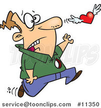 Cartoon Guy with a Hole in His Chest, Chasing His Winged Heart by Toonaday