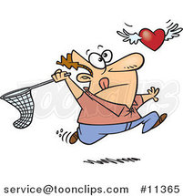 Cartoon Guy Chasing Elusive Love by Toonaday