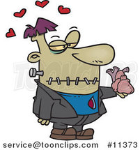 Cartoon Frankenstein Giving His Heart by Toonaday