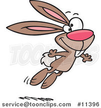 Cartoon Jumping Brown Easter Bunny by Toonaday