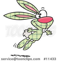 Cartoon Jumping Green Plaid Easter Bunny by Toonaday